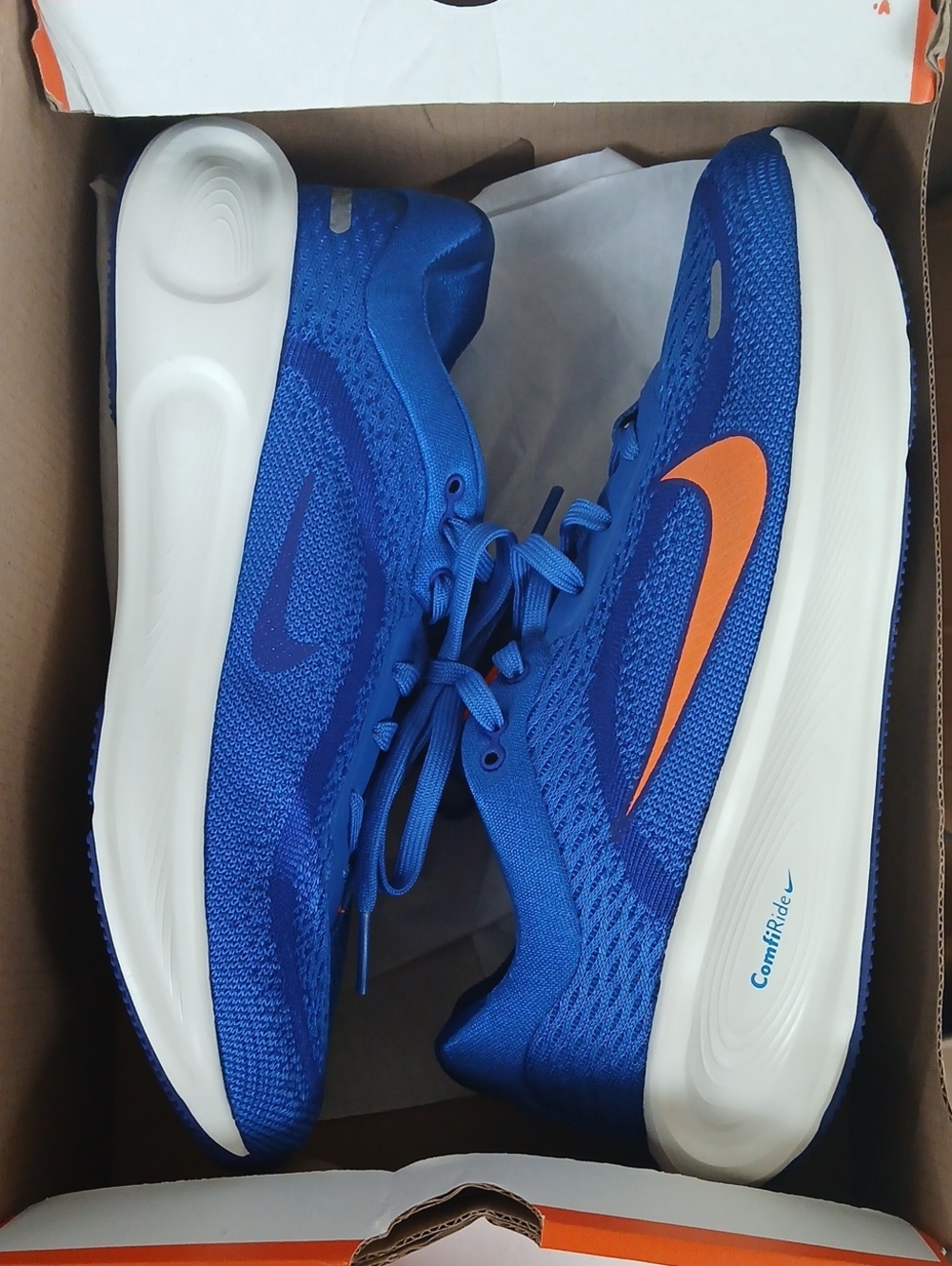 5y Nike Stellar Ride Men’s Royal Blue Running Shoes with Orange Swoosh